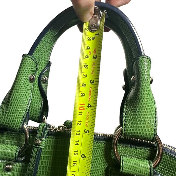 Banana Republic Women's Handbag Structured Kelly Green Textured Leather Satchel - Picture 14 of 14